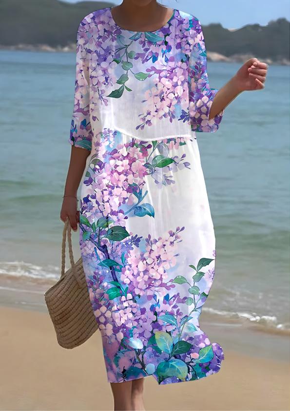 Women's Floral Art Pattern Seaside Resort Dress