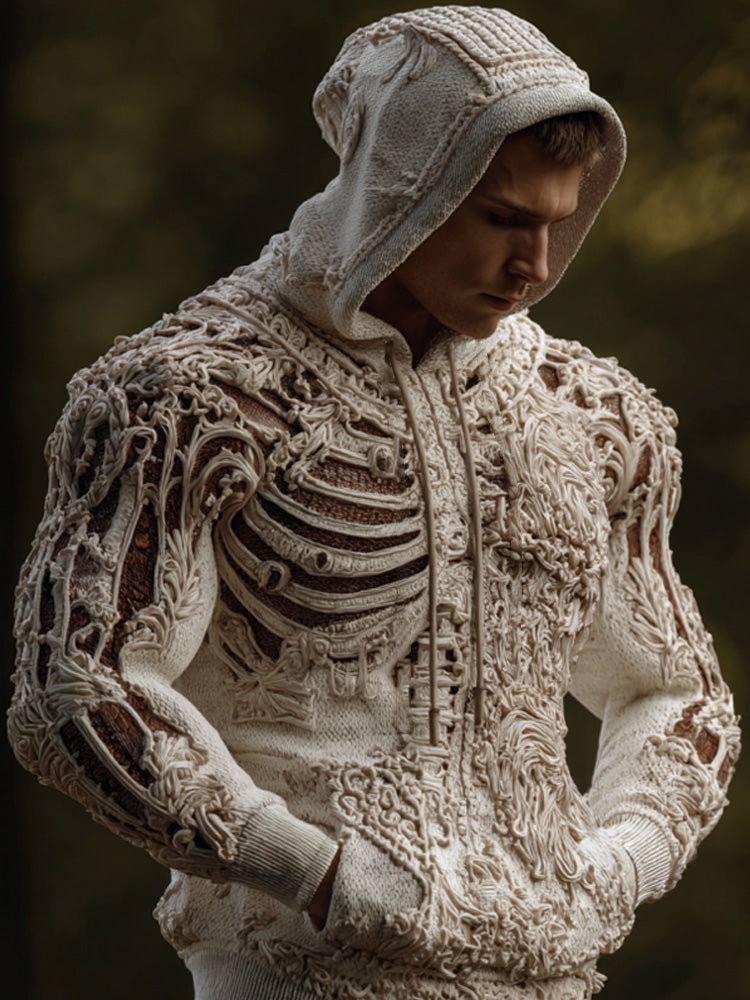 Men's Halloween Skeleton Embroidered Hooded Sweater artswardrobe