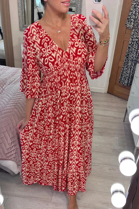 ER | Abito floreale casual con scollo a V