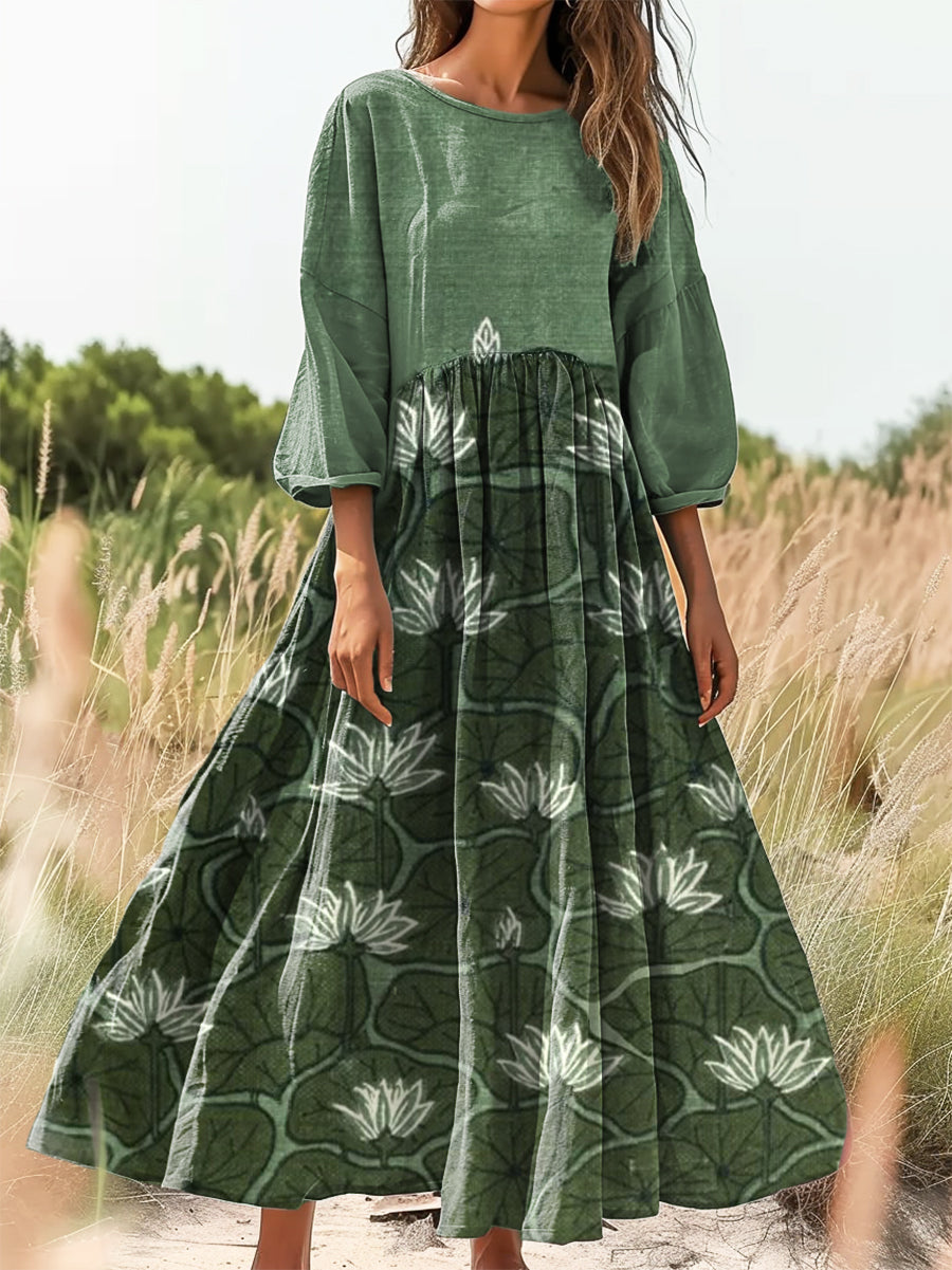 Women's Art Painting Hippie Print Round Neck Dress