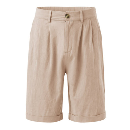 Men's Vintage Casual Pleated Cotton Linen Shorts elevenforest