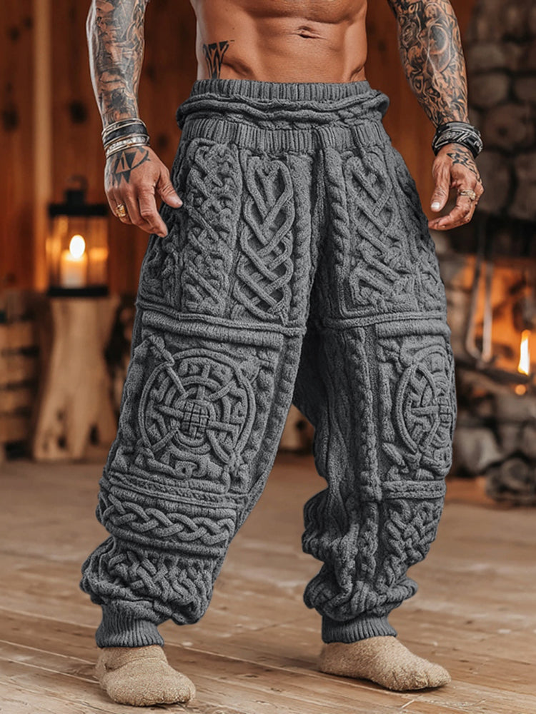 Men's Viking Tribal Celtic Pattern Art Cozy Knit Pants artswardrobe