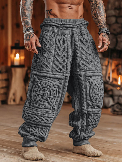 Men's Viking Tribal Celtic Pattern Art Cozy Knit Pants artswardrobe