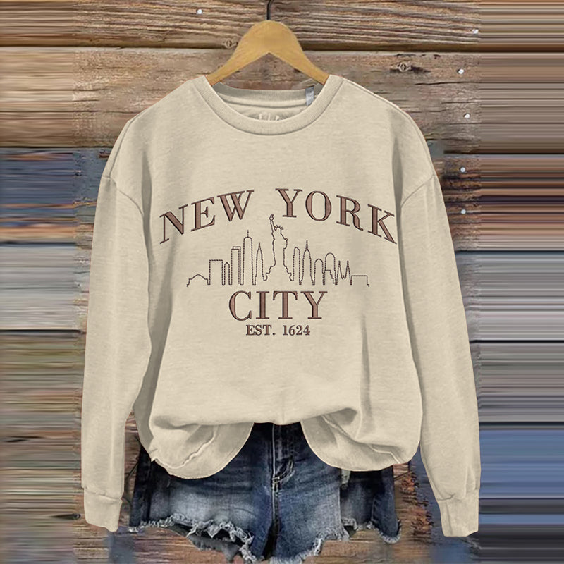 Comstylish 1624 New York City Embroidery Casual Sweatshirt
