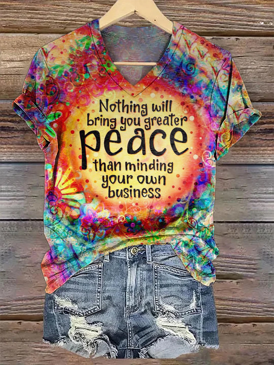 Women's PeaceV-neck Casual T-shirt