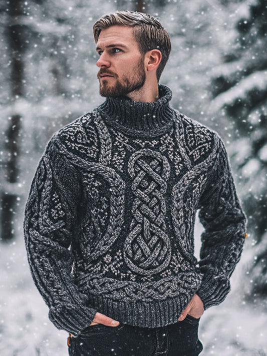 Men's Vintage Viking Inspired Celtic Jacquard Sweater elevenforest