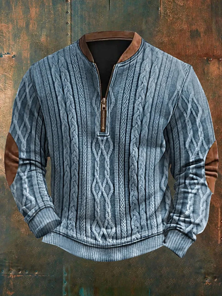 Men's Retro Braids Print Casual Pullover elevenforest