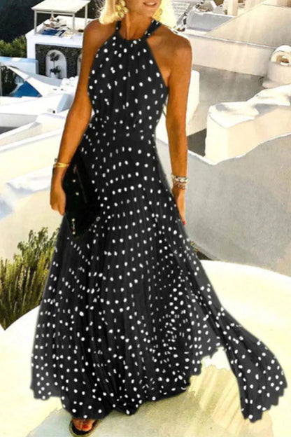 ER | Abiti patchwork con stampa bohémien e collo alto a pieghe