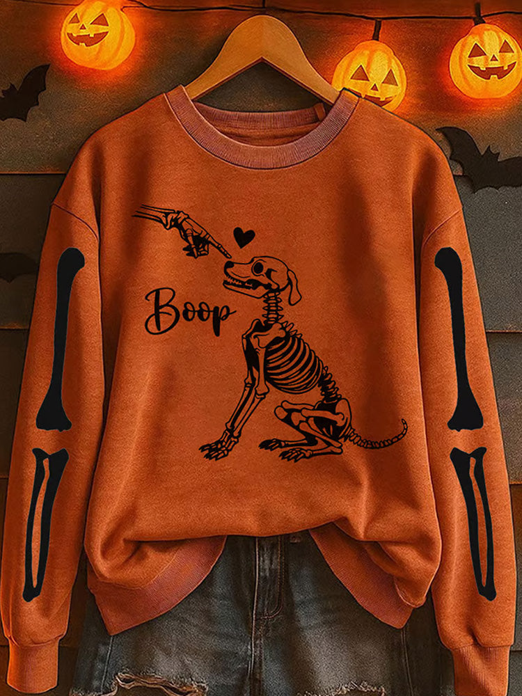 Comstylish Women's Halloween Boop! Printed Crew Neck Sweatshirt