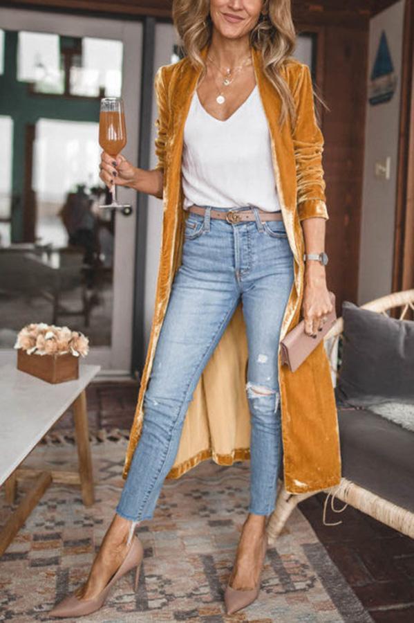 LP | Cappotto lungo di velluto alla moda