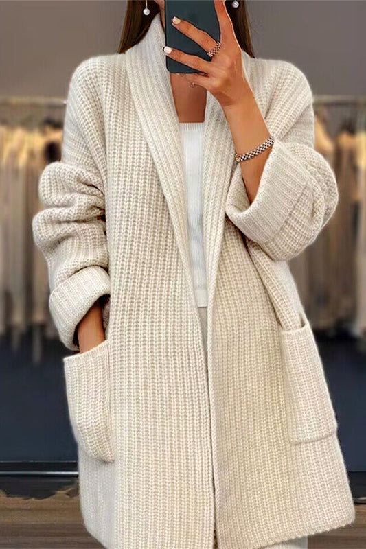 ER | Cardigan oversize in maglia con tasche frontali