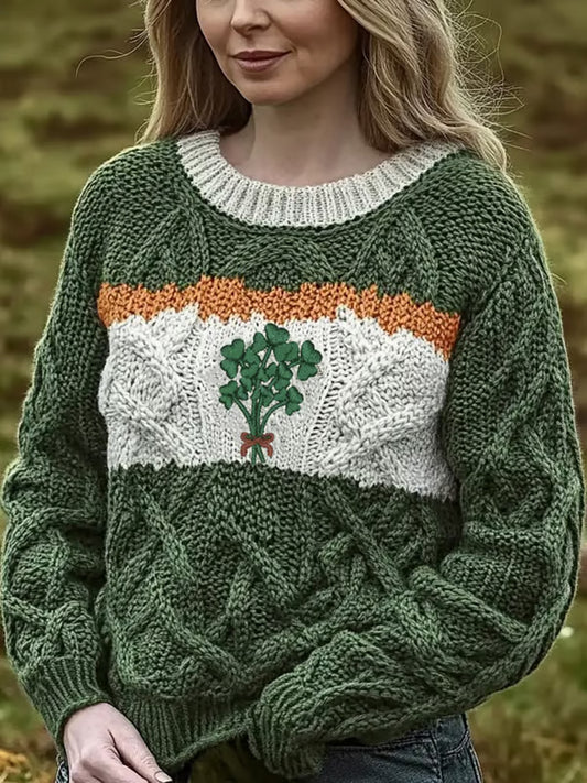 Women's Retro St. Patrick's Day Knitted Sweater elevenforest
