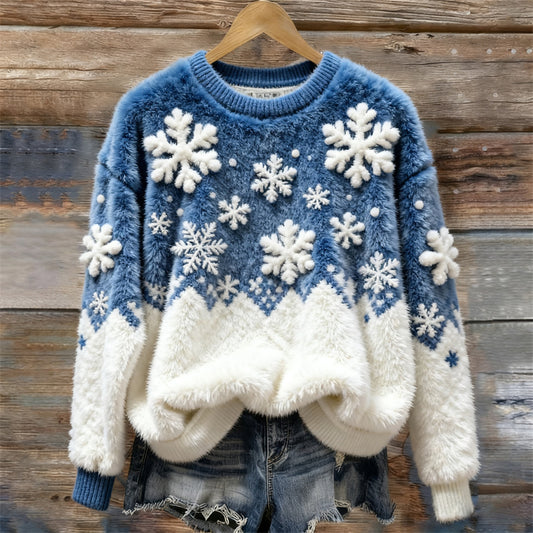 Christmas Snowflakes Art Women's Cozy Plush Sweater