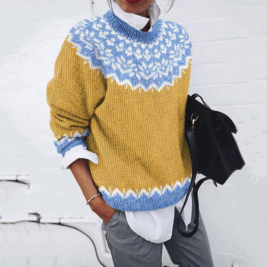 Vintage Icelandic Geometric Floral Knit Sweater elevenforest