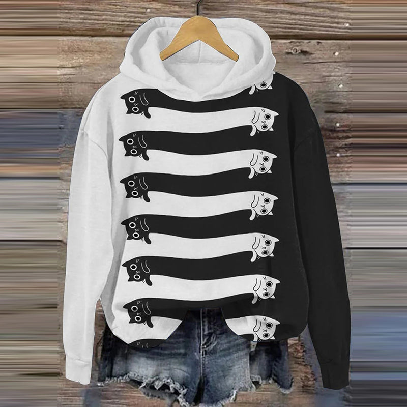 Women's Funny Cat Print Casual Sweatshirt elevenforest