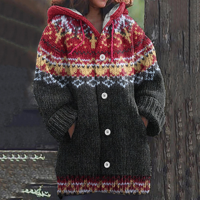 Vintage Icelandic Pattern Knitted Warm Sweater Cardigan elevenforest