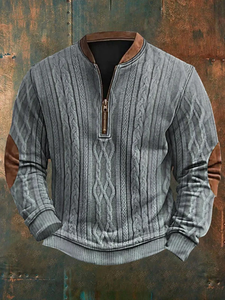 Men's Retro Braids Print Casual Pullover elevenforest
