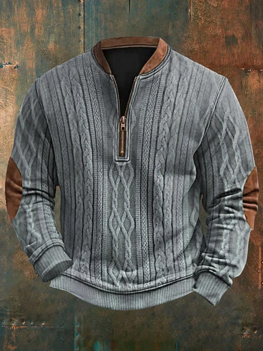 Men's Retro Braids Print Casual Pullover elevenforest