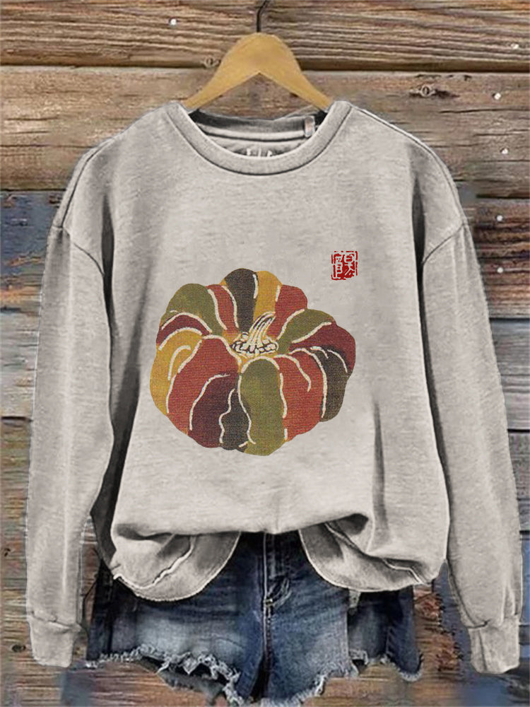 Pumpkin Japanese Art Cozy Sweatshirt artswardrobe