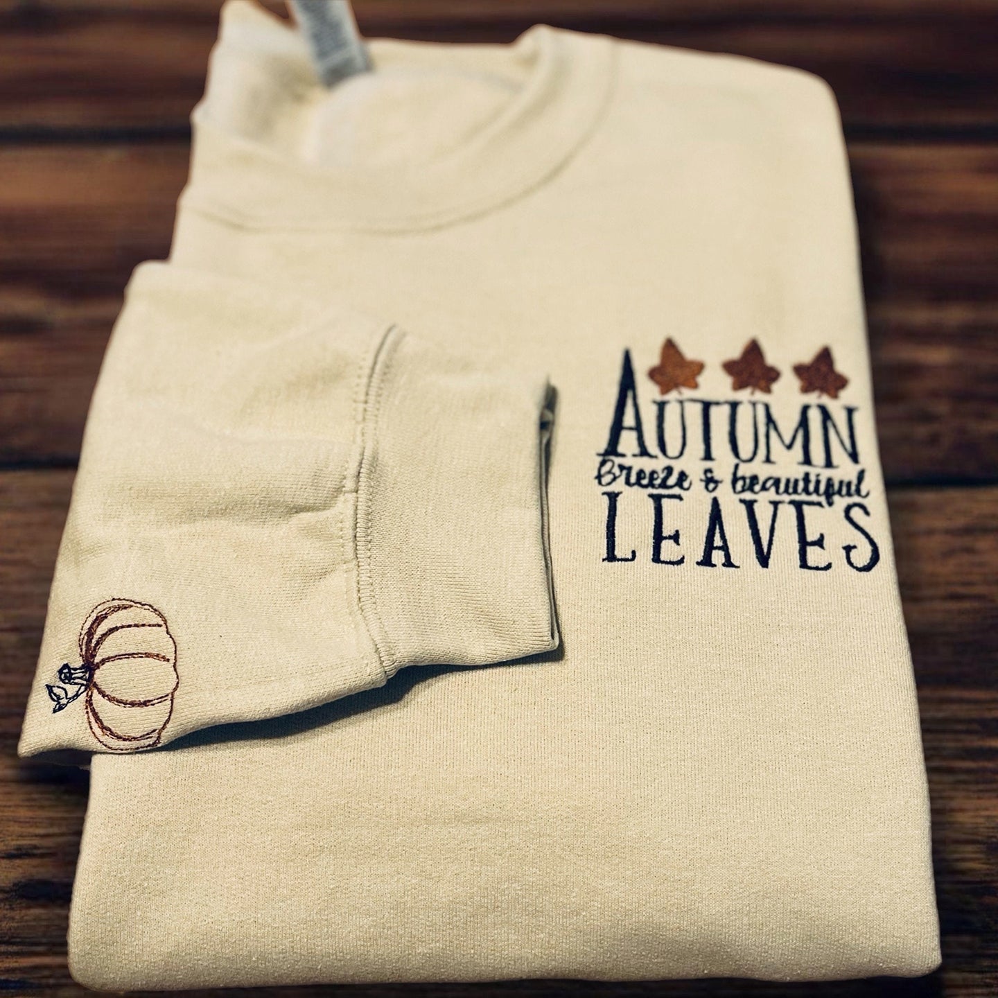 Fall Autumn Leaves Pumpkin Embroidery Art Women's Sweatshirt artswardrobe