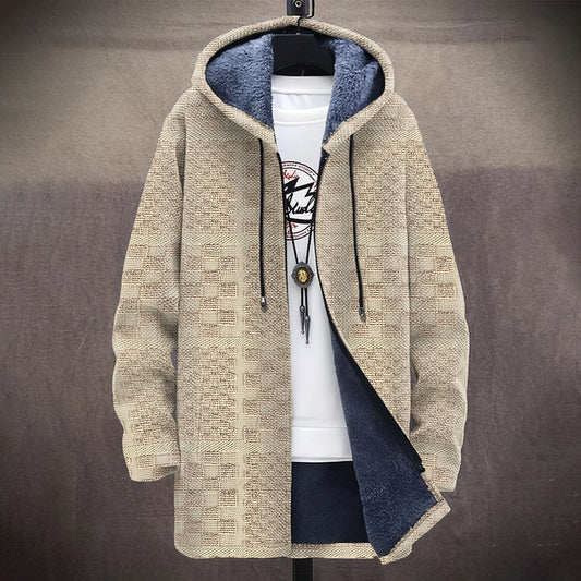 Men's Vintage Geometric Jacquard Knitted Comfort Hooded Cardigan elevenforest