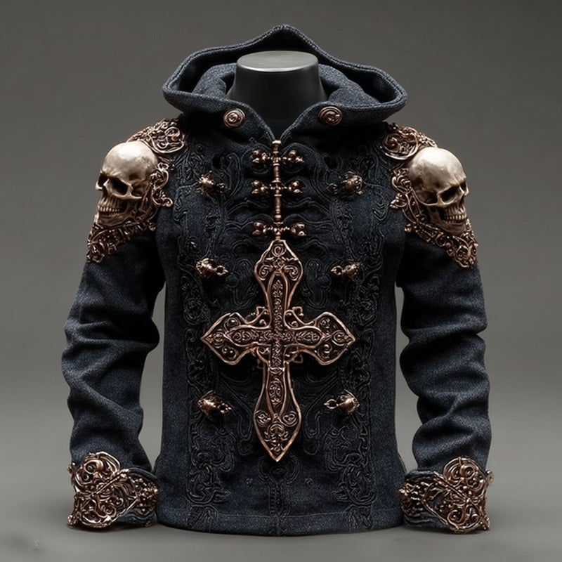 Men's Halloween Metal Skull Cross Sweater artswardrobe