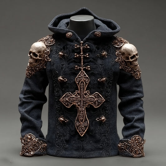 Men's Halloween Metal Skull Cross Sweater artswardrobe