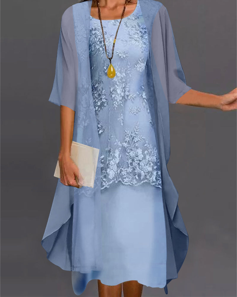 ER | Elegante abito in due pezzi di chiffon