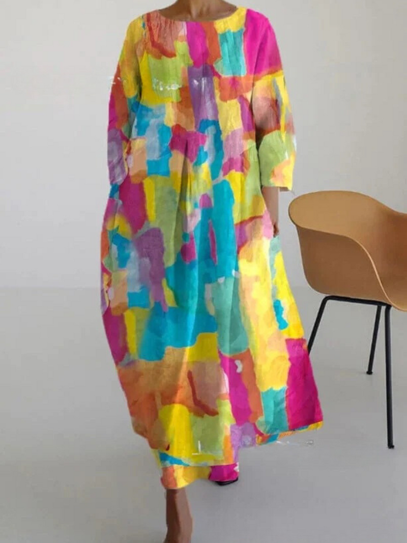 ER | Elegante maxi abito estivo colorato