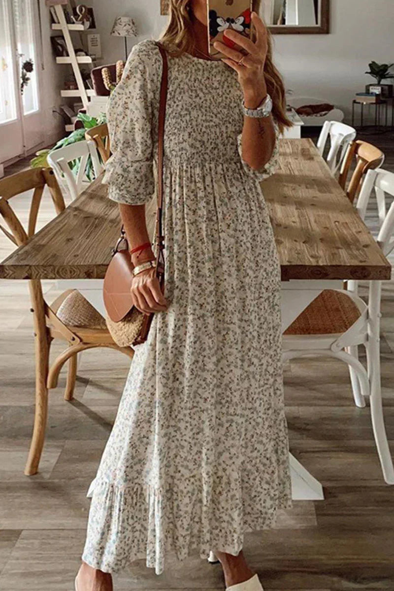 ER | Anna - Vestiti patchwork con stampa street, scollo a O e linea A