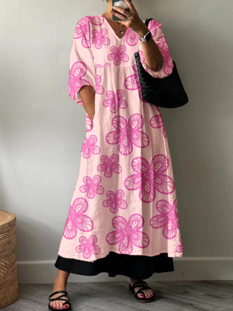 Women's Lace Flower Pattern Holiday Floral Pattern Cotton Dress