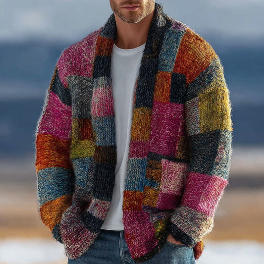 Men's Retro Geometric Knitted Warm Cardigan Sweater elevenforest