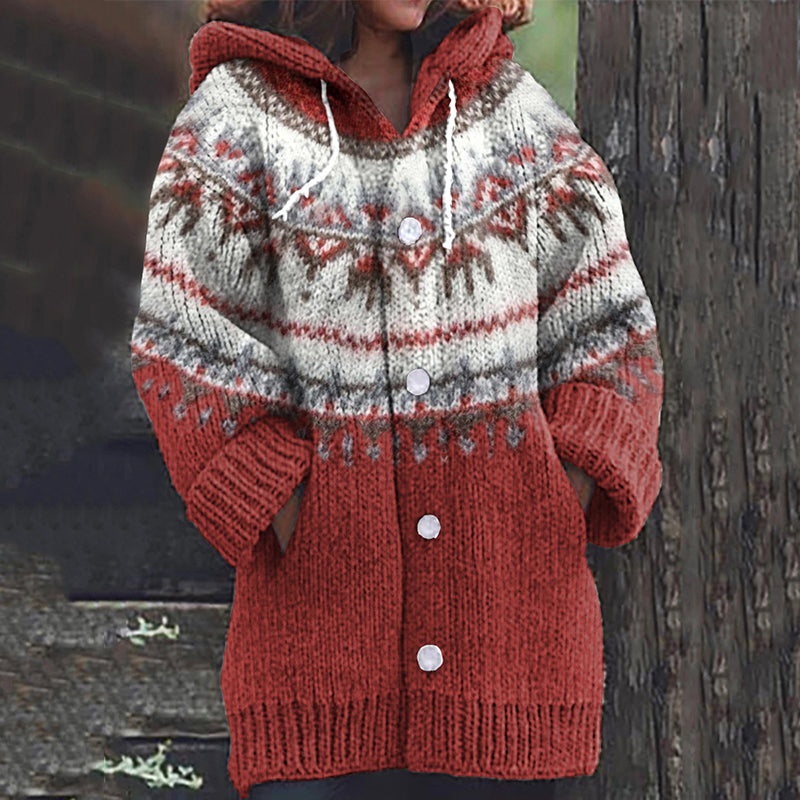 Vintage Icelandic Pattern Cozy Cardigan Sweater elevenforest