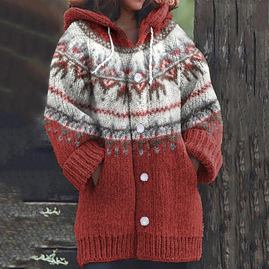 Vintage Icelandic Pattern Cozy Cardigan Sweater elevenforest