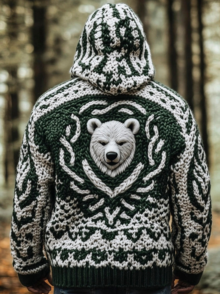 Polar Bear Totem Men's Hooded Sweater elevenforest