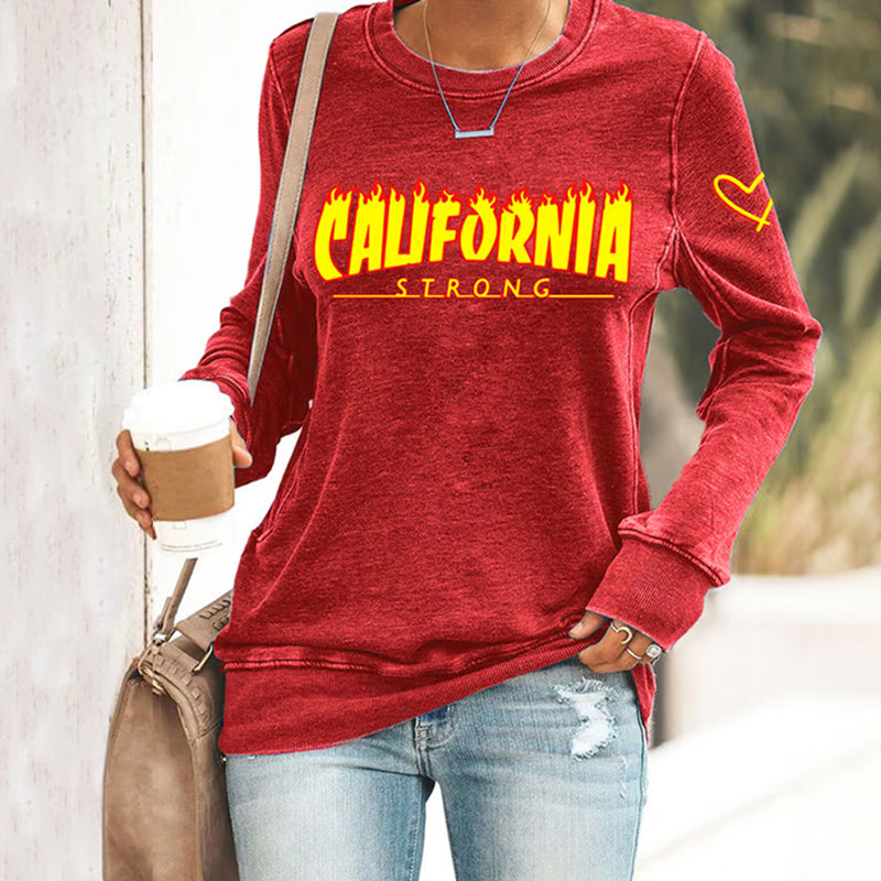 Comstylish Retro Women's California Strong Los Angeles Palisades Fire Inspired Print Sweatshirt