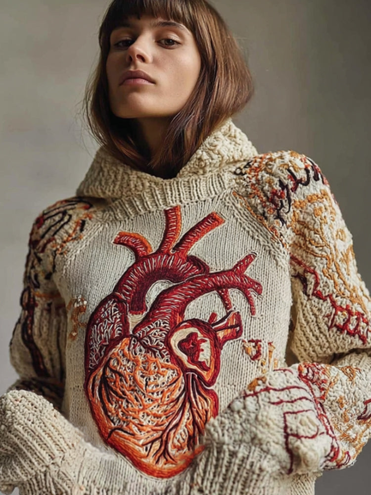 Halloween Classic Anatomy Art Heart Hooded Sweater artswardrobe