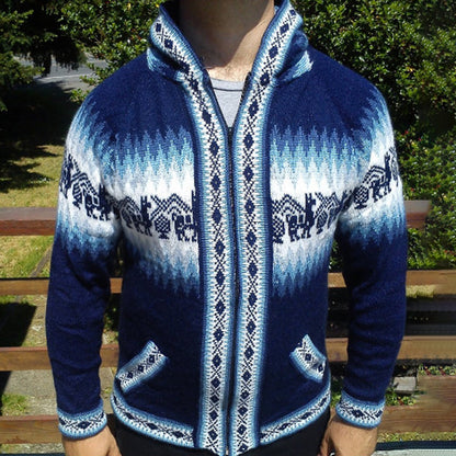 Colourful Iceland Jacquard Zipper Up Hooded Sweater（Unisex） elevenforest