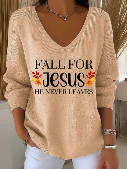 Women's Fall For Jesus He Never Leaves Top artswardrobe