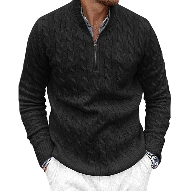 Men's Solid Color Knitted Zipper Sweater elevenforest