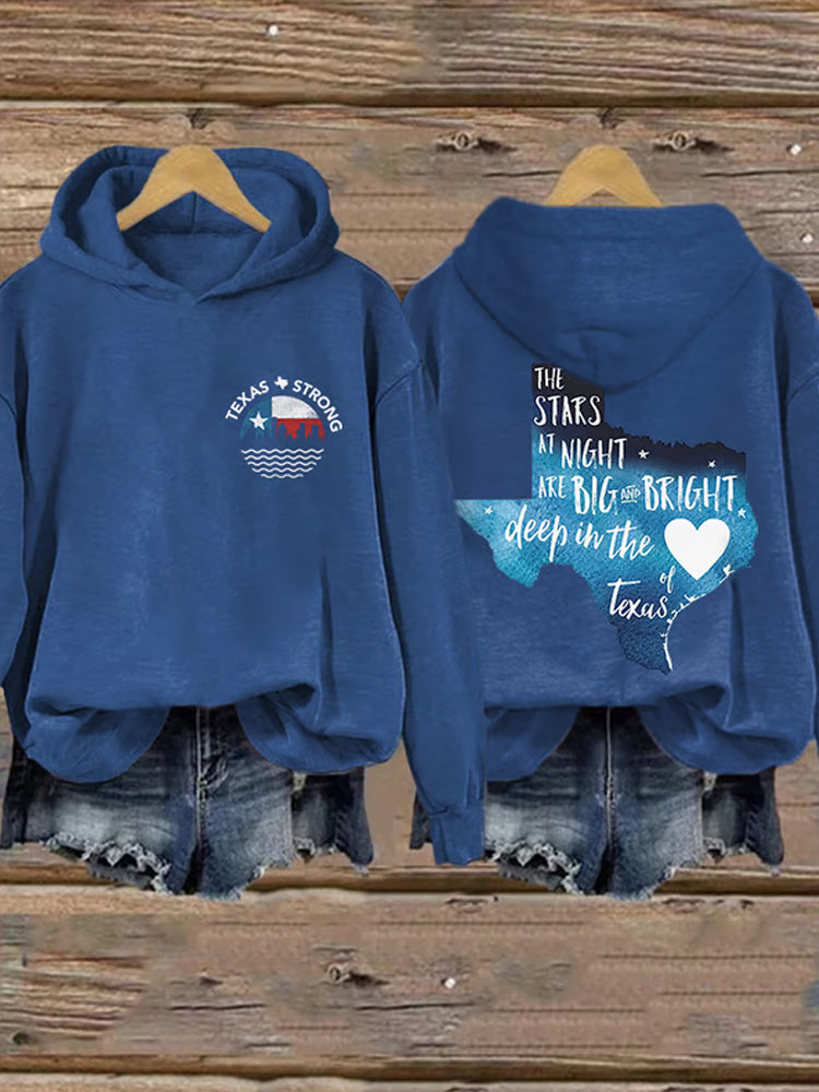 Comstylish Retro Retro Texas Strong The Stars At Night Are Big And Bright Deep In The Heart Of Texas Print Hoodie