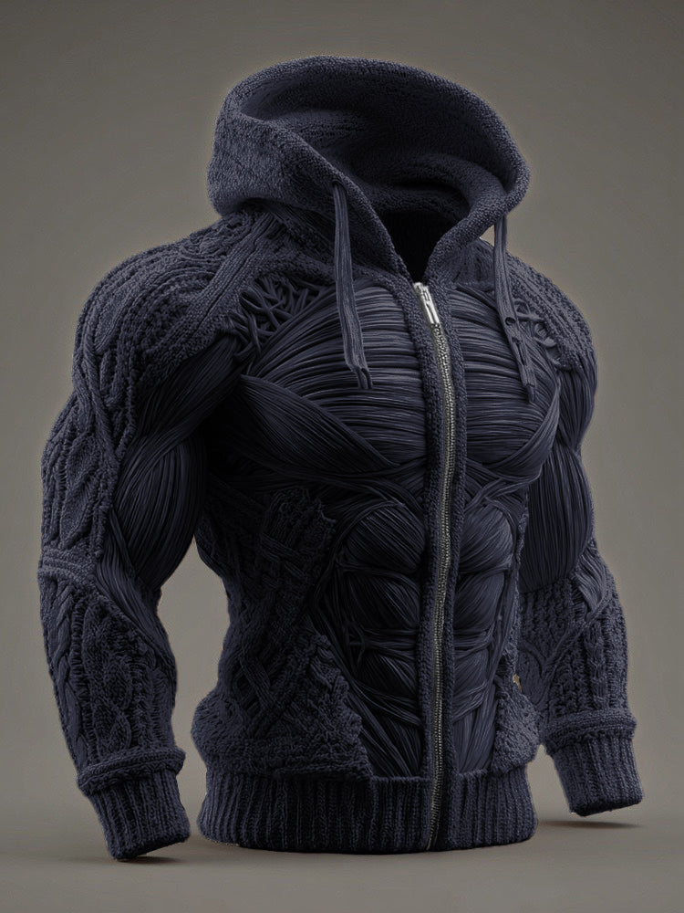 Vintage Muscles Anatomical Art Men's Casual Warm Zip-up Sweater artswardrobe