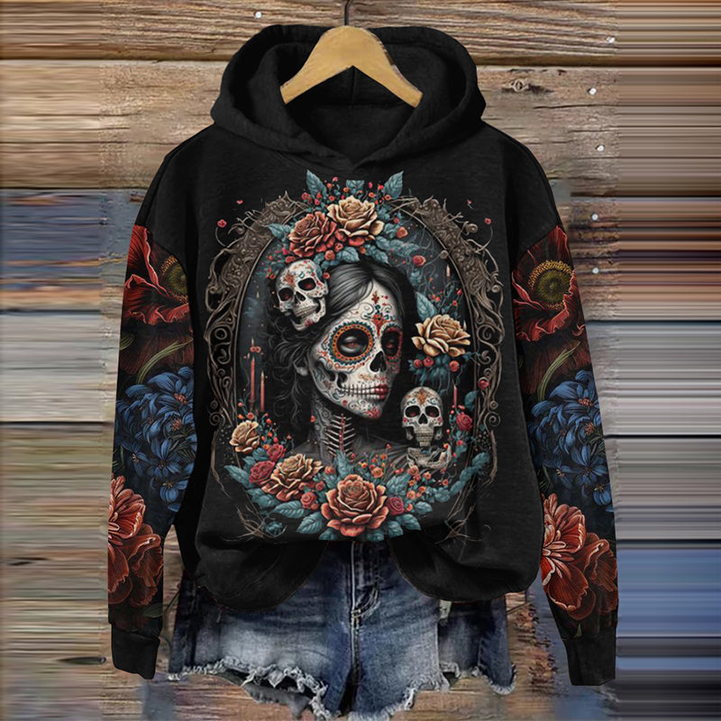 Comstylish Mexican Day Of The Dead Catrina Huasteca Art Casual Hoodie