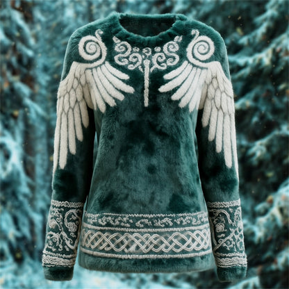 Comstylish Viking Celtic Wing Design Women's Flannel Sweater