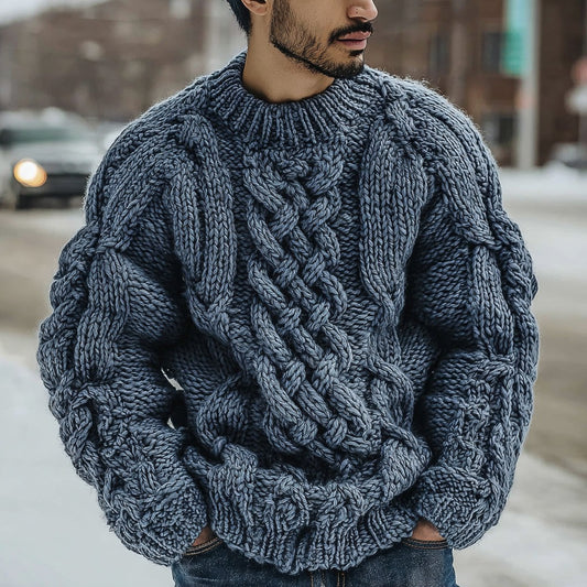 Men's Vintage Feynman Island Knitted Warm Crew Neck Sweater elevenforest