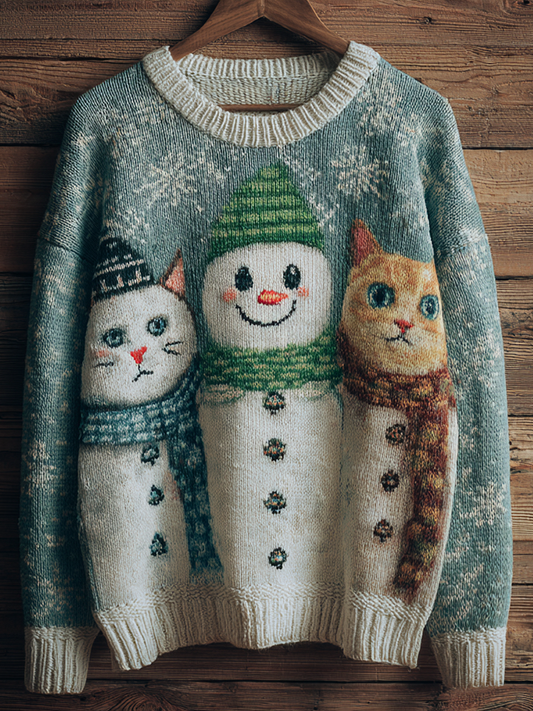 Comstylish Winter Cute Snowman Pattern Women's Knitted Warm Sweater