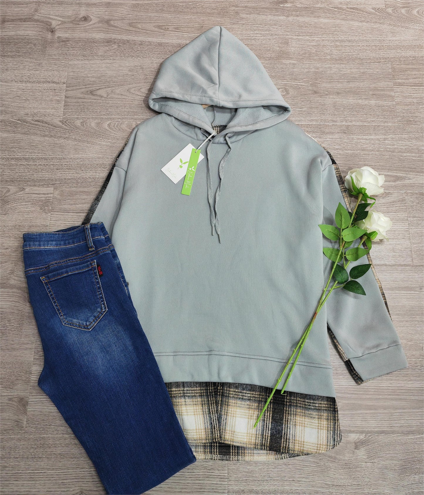 LP | Confortevole felpa patchwork a maniche lunghe