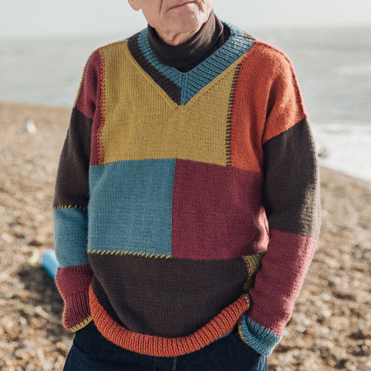 Retro Spliced Square Jacquard Iceland Sweater elevenforest