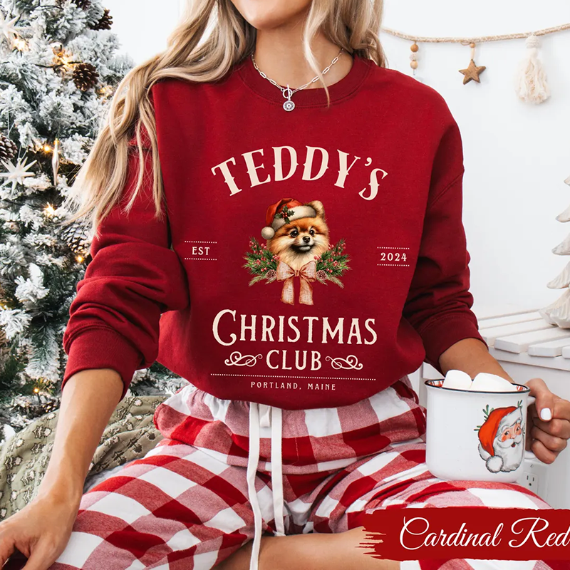 Comstylish Pomeranian Christmas Dog Art Print Crew Neck Casual Sweatshirt