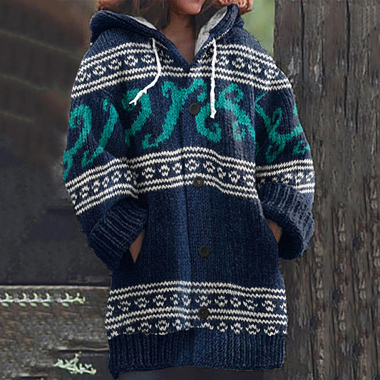 Vintage Icelandic Rune Knitted Jacquard Women's Sweater elevenforest